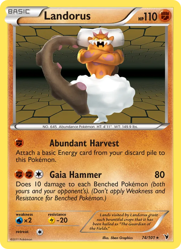 Kartu Landorus dari Noble Victories, nomor 74/101