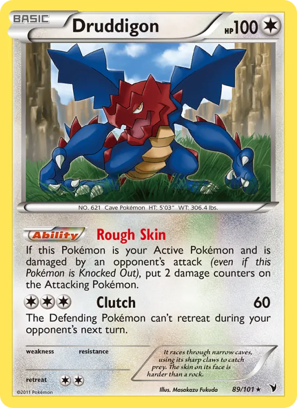 Kartu Druddigon dari Noble Victories, nomor 89/101