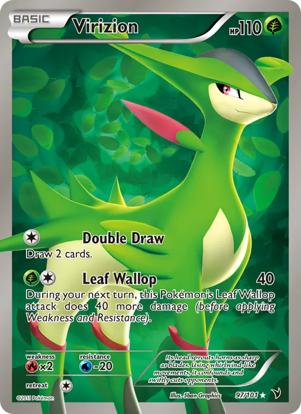 Virizion card from Noble Victories, number 97/101