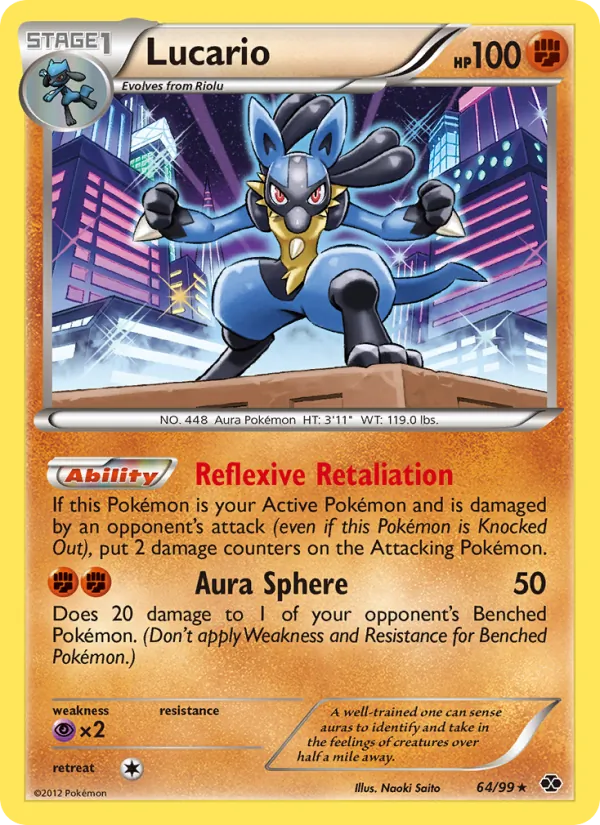 Lucario card from Next Destinies, number 64/99