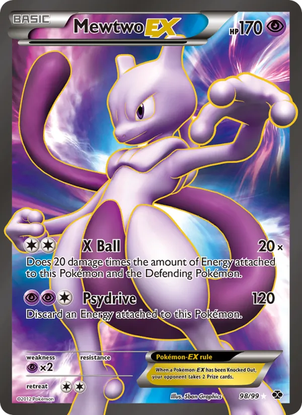 Kartu Mewtwo-EX dari Next Destinies, nomor 98/99