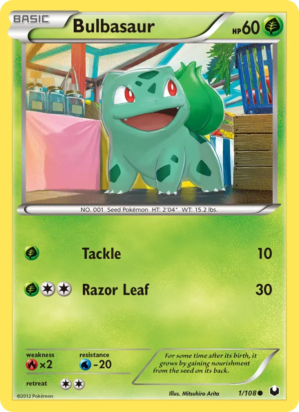 Kartu Bulbasaur dari Dark Explorers, nomor 1/108