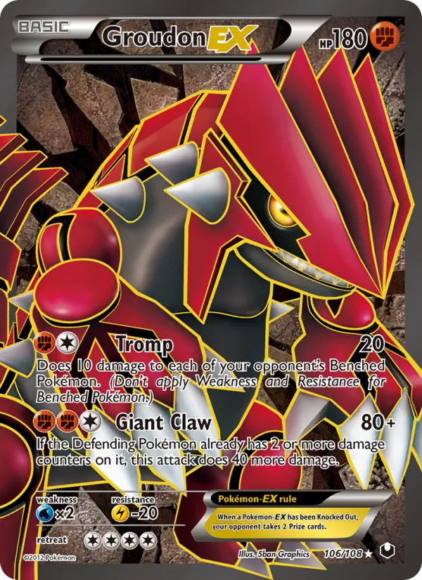 Kartu Groudon-EX dari Dark Explorers, nomor 106/108