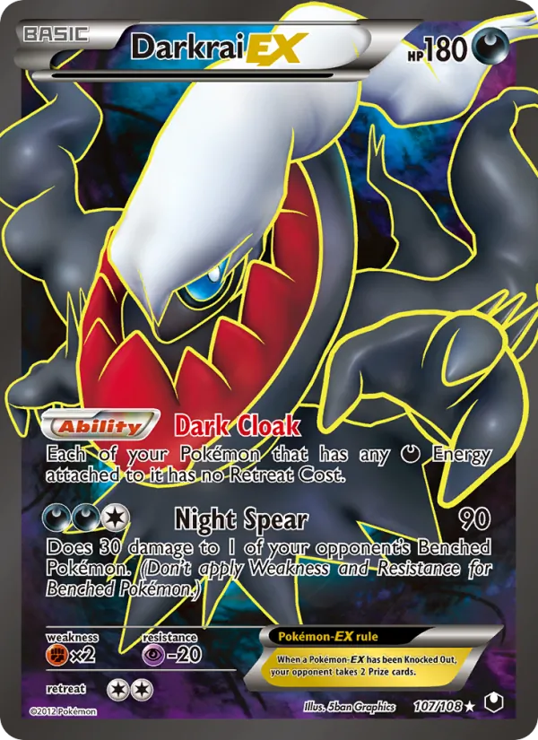 Kaart Darkrai-EX uit Dark Explorers, nummer 107/108
