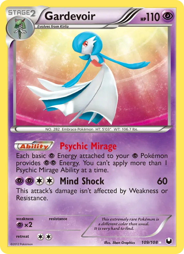 Gardevoir card from Dark Explorers, number 109/108