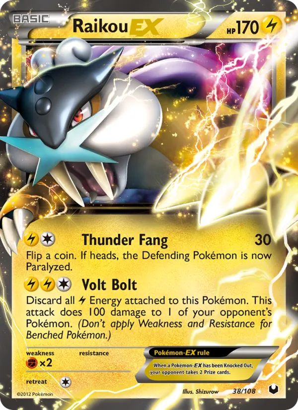 Kartu Raikou-EX dari Dark Explorers, nomor 38/108
