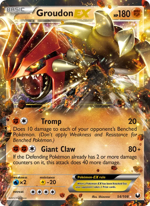 Kaart Groudon-EX uit Dark Explorers, nummer 54/108