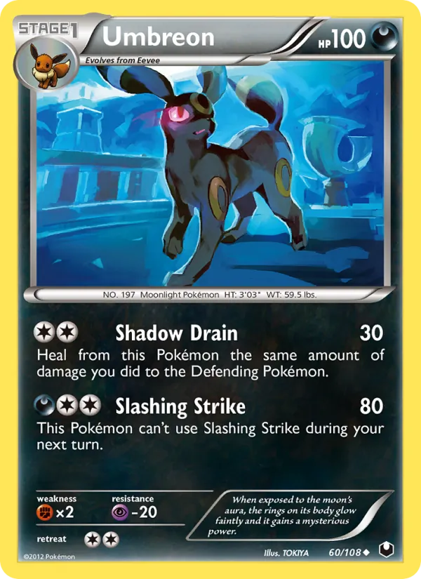 Kartu Umbreon dari Dark Explorers, nomor 60/108