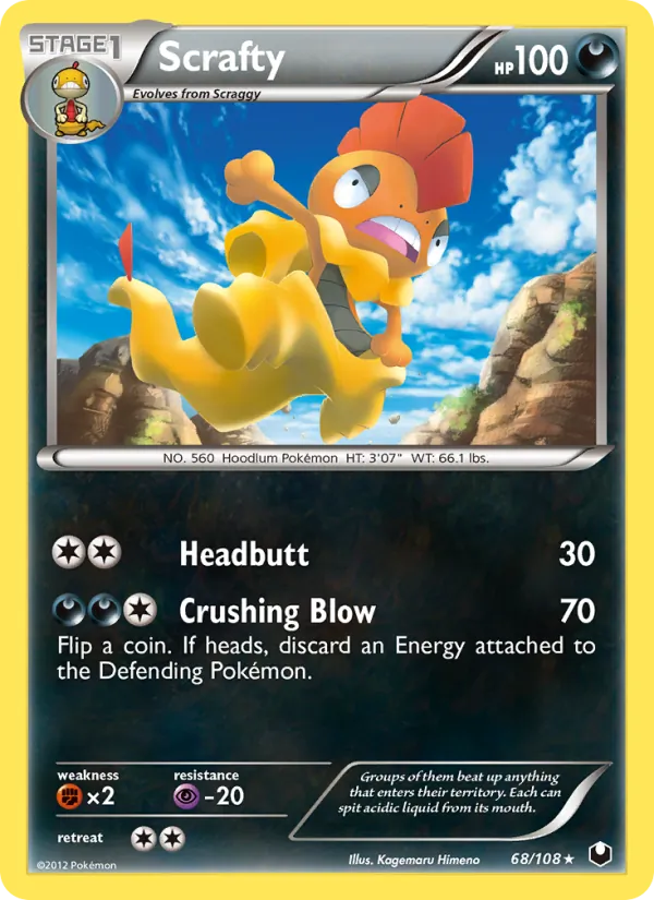 Kartu Scrafty dari Dark Explorers, nomor 68/108