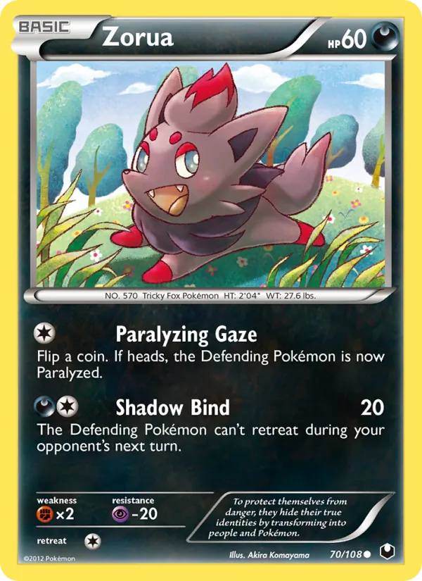 Kartu Zorua dari Dark Explorers, nomor 70/108