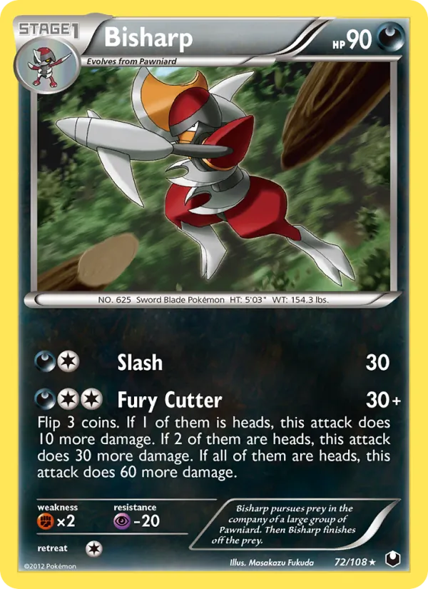 Kartu Bisharp dari Dark Explorers, nomor 72/108
