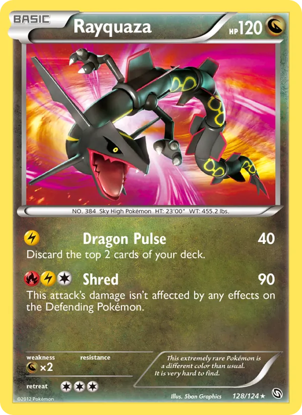 Rayquaza card from Dragons Exalted, number 128/124