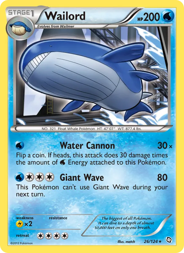Wailord card from Dragons Exalted, number 26/124