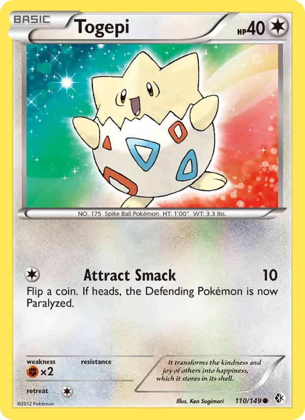 Togepi card from Boundaries Crossed, number 110/149