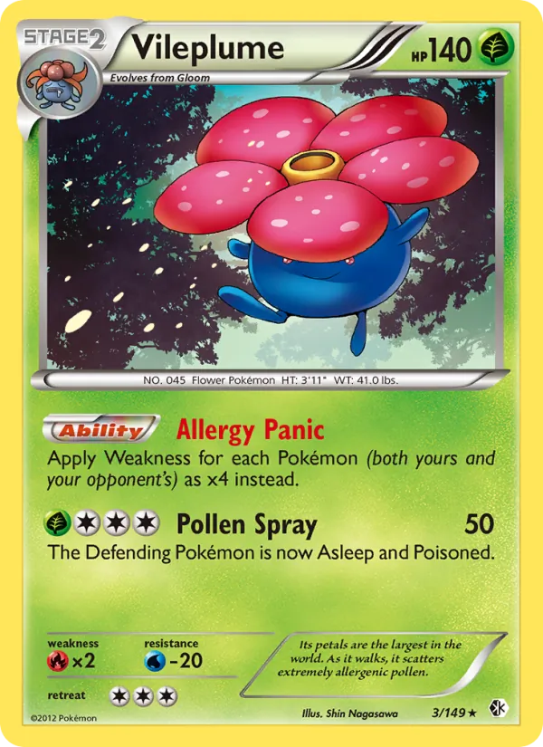 Vileplume card from Boundaries Crossed, number 3/149
