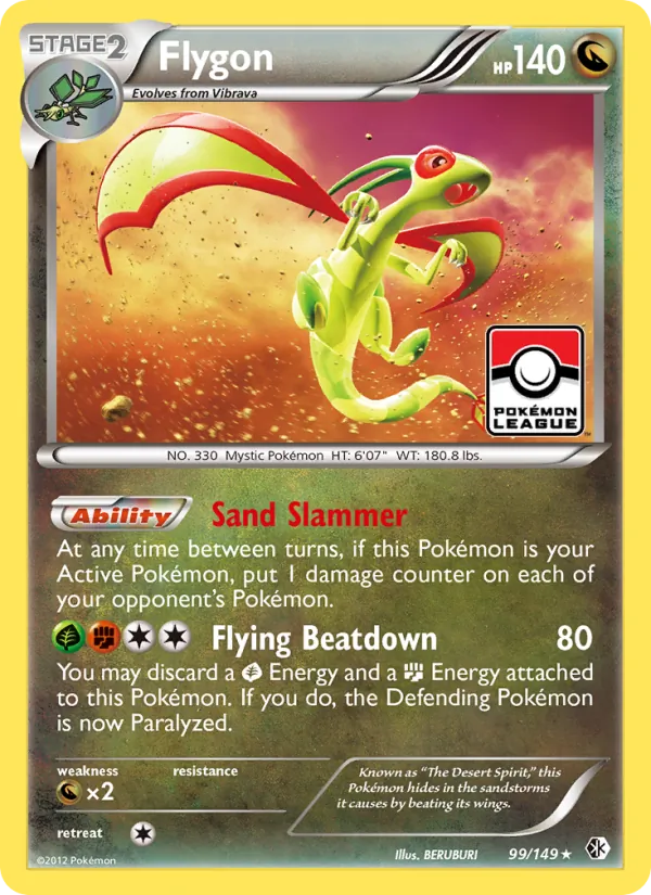 Flygon card from Boundaries Crossed, number 99/149