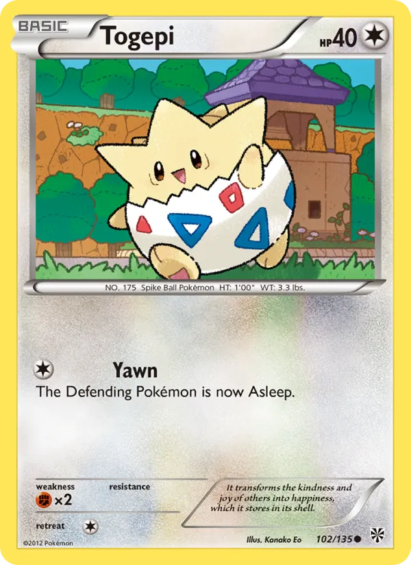 Kaart Togepi uit Plasma Storm, nummer 102/135