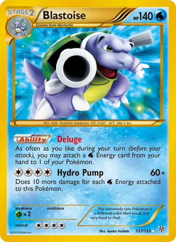Blastoise card from Plasma Storm, number 137/135