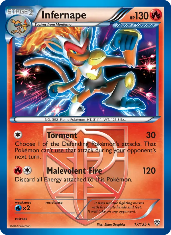 Kaart Infernape uit Plasma Storm, nummer 17/135