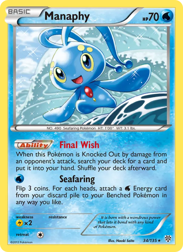 Manaphy card from Plasma Storm, number 34/135