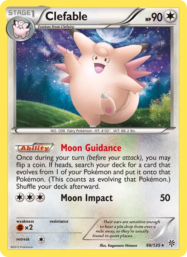 Kartu Clefable dari Plasma Storm, nomor 98/135