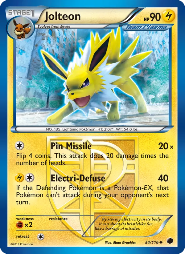 Jolteon card from Plasma Freeze, number 34/116