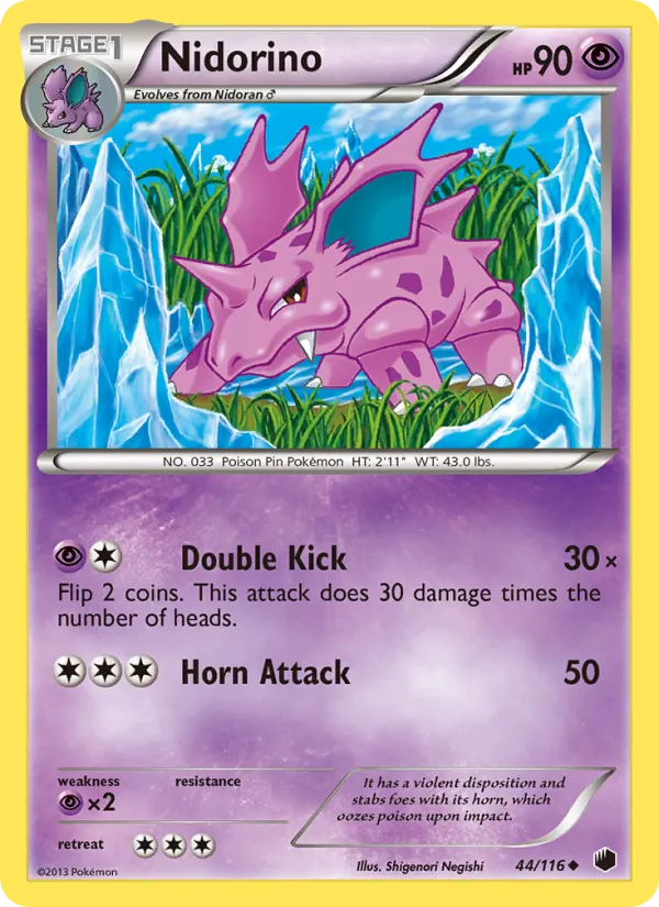 Nidorino card from Plasma Freeze, number 44/116