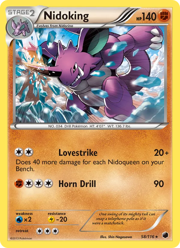 Nidoking card from Plasma Freeze, number 58/116
