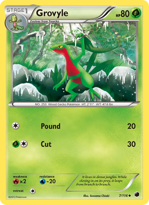 Grovyle card from Plasma Freeze, number 7/116