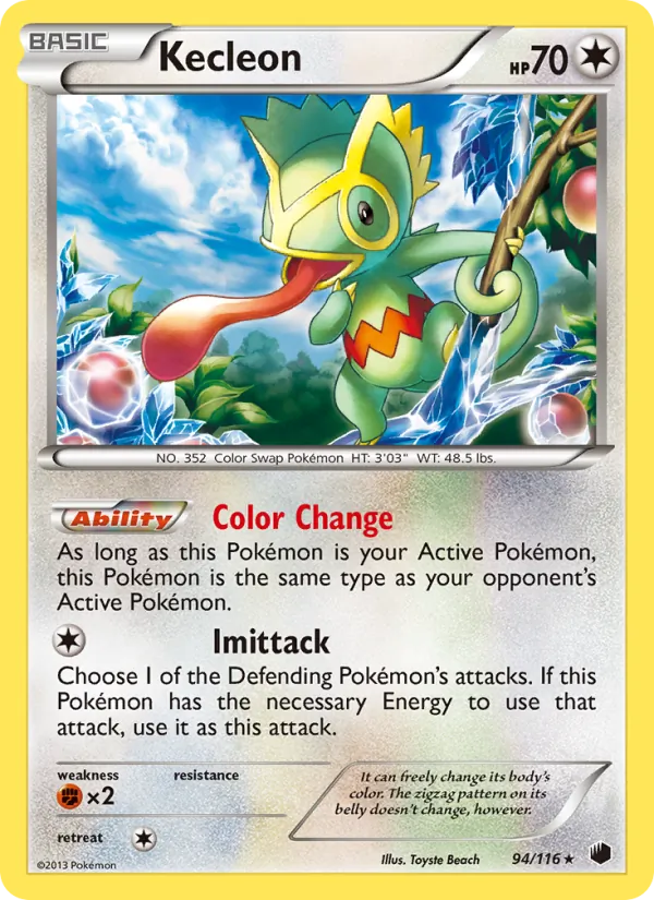 Kecleon card from Plasma Freeze, number 94/116
