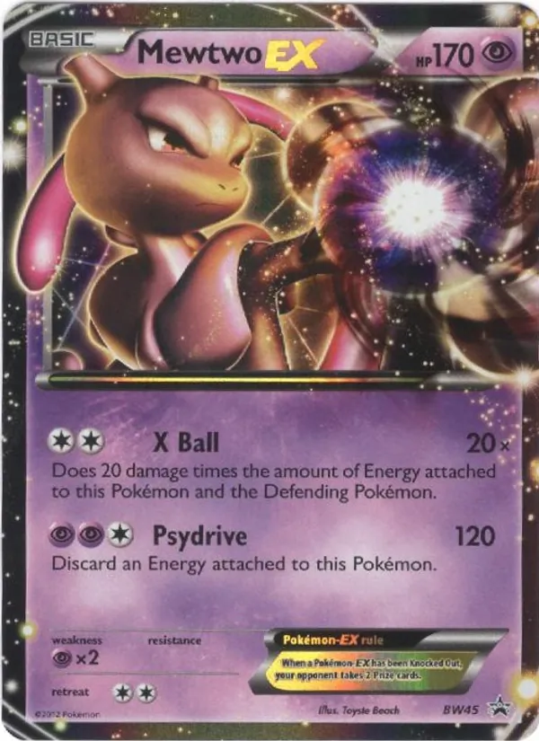 Kaart Mewtwo-EX uit BW Black Star Promos, nummer BW45/101
