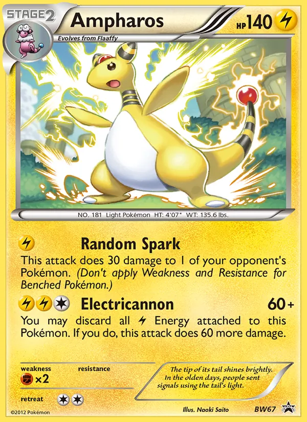 Kaart Ampharos uit BW Black Star Promos, nummer BW67/101