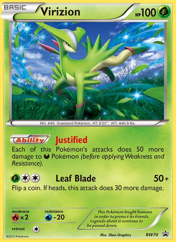 Kartu Virizion dari BW Black Star Promos, nomor BW70/101