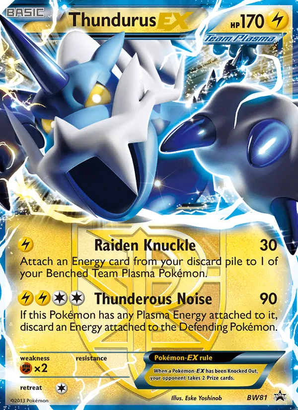 Kartu Thundurus-EX dari BW Black Star Promos, nomor BW81/101