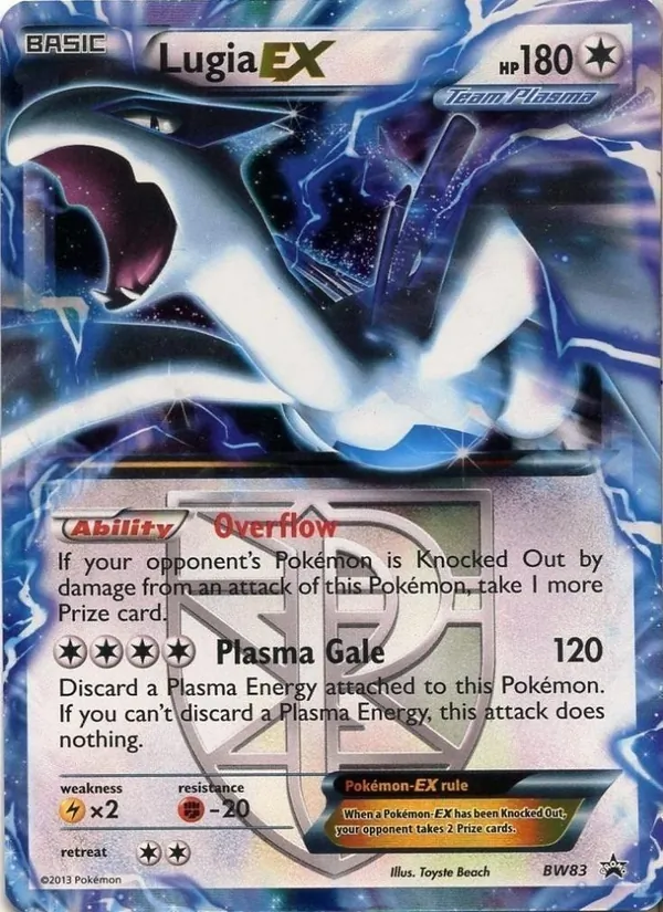 Kartu Lugia-EX dari BW Black Star Promos, nomor BW83/101