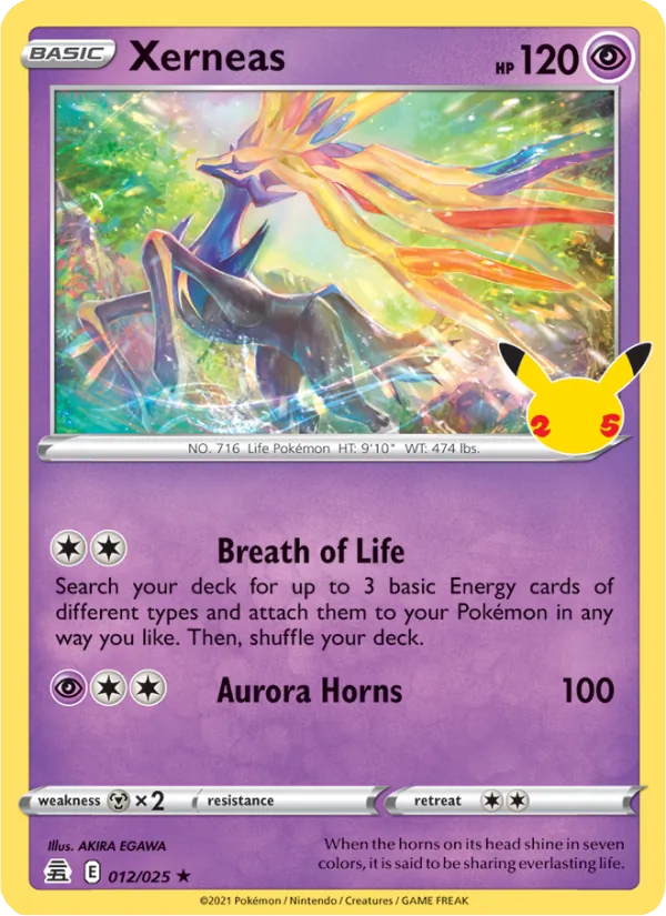 Kaart Xerneas uit Celebrations, nummer 12/25