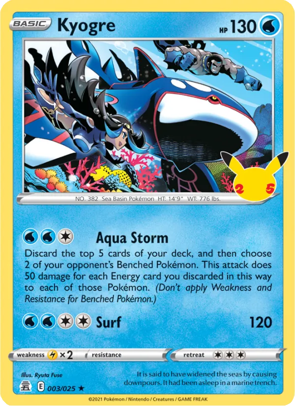Kaart Kyogre uit Celebrations, nummer 3/25