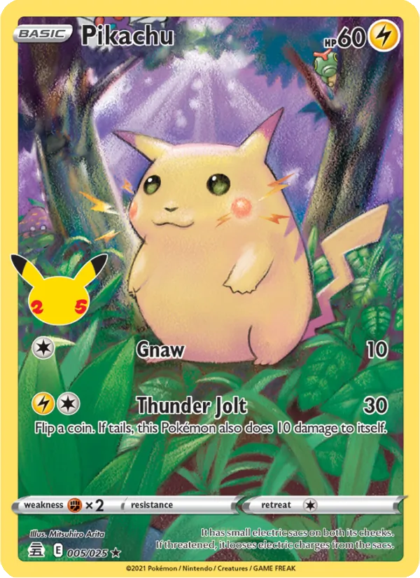 Kaart Pikachu uit Celebrations, nummer 5/25