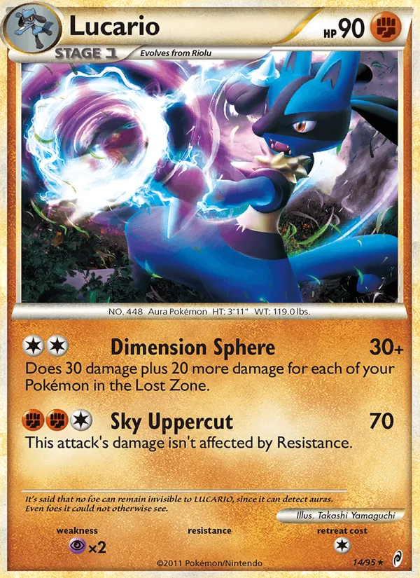 Lucario card from Call of Legends, number 14/95