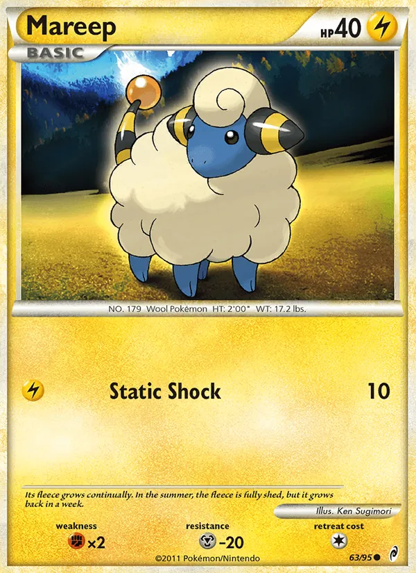 Mareep card from Call of Legends, number 63/95