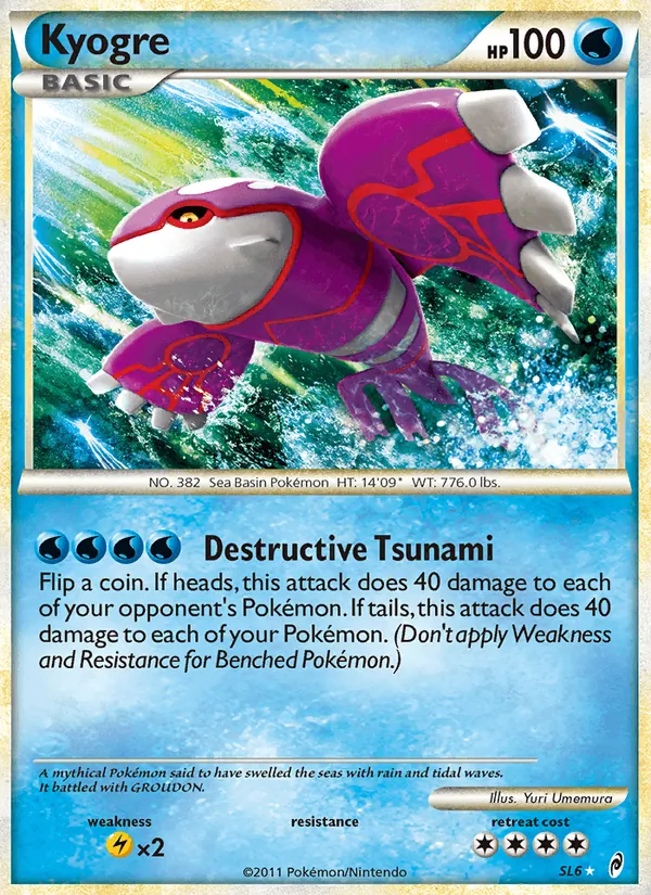 Kyogre card from Call of Legends, number SL6/95
