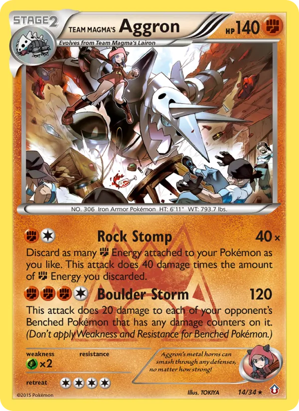 Team Magma's Aggron card from Double Crisis, number 14/34