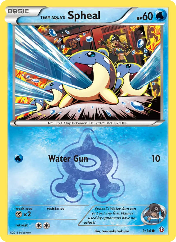 Team Aqua's Spheal card from Double Crisis, number 3/34