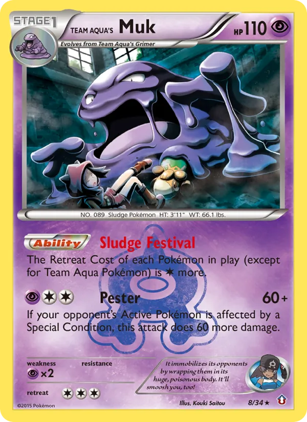 Karte Team Aqua's Muk aus Double Crisis, Nummer 8/34