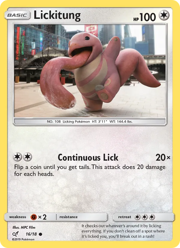 Kaart Lickitung uit Detective Pikachu, nummer 16/18