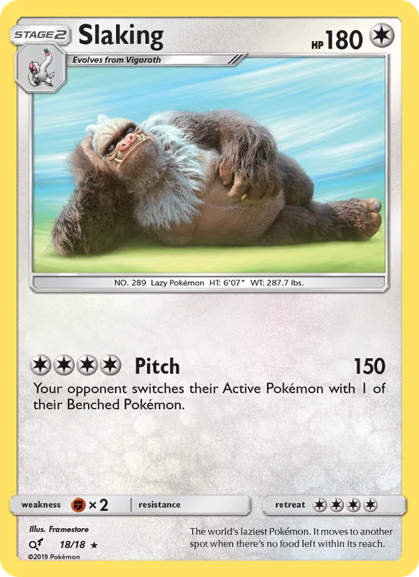 Kartu Slaking dari Detective Pikachu, nomor 18/18