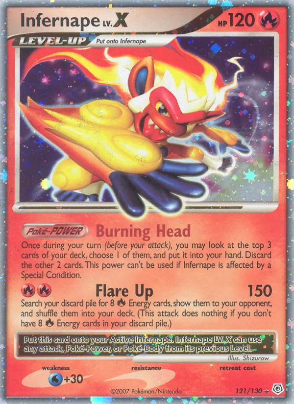 Kartu Infernape dari Diamond & Pearl, nomor 121/130