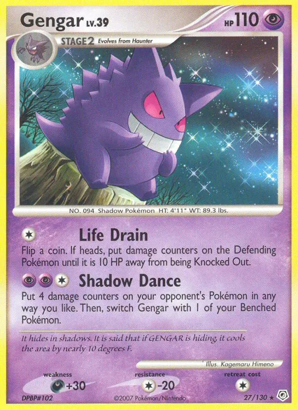 Gengar card from Diamond & Pearl, number 27/130