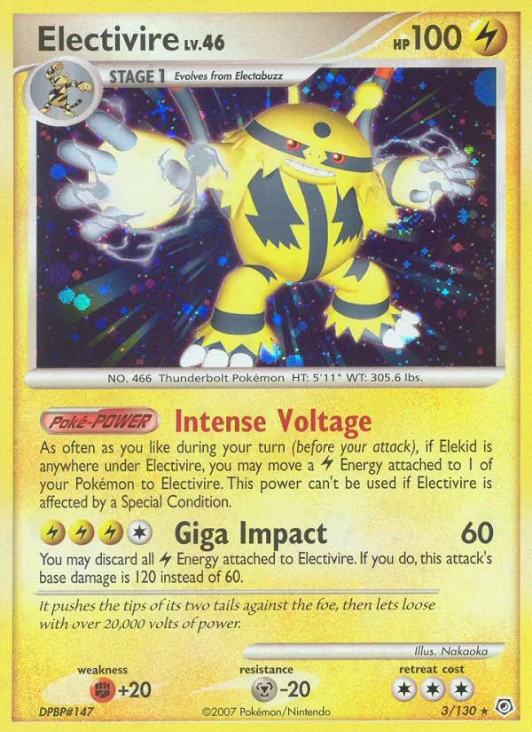 Electivire card from Diamond & Pearl, number 3/130