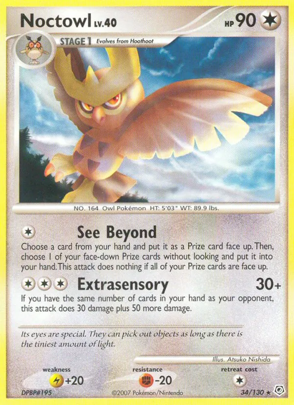 Kaart Noctowl uit Diamond & Pearl, nummer 34/130